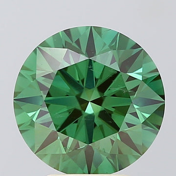 Sparkling 3.48 CT Round Shape Fancy Vivid Green Color VS1 Clarity Moissanite Diamond For Surprise Ring