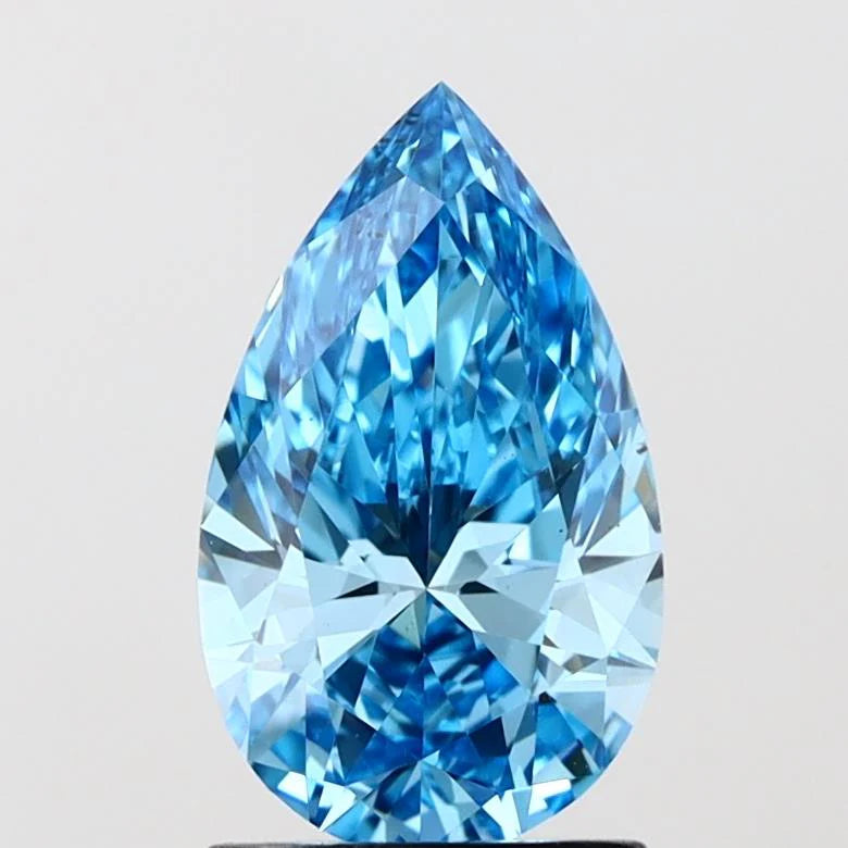Excellent 1.51 CT Pear Shape Fancy Vivid Blue Color VS1 Clarity Moissanite Diamond For Soft Pull