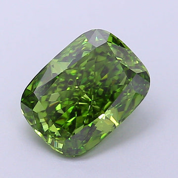 Sustainable Cushion Shape Fancy Vivid Green Color 1.27 CT VVS2 Clarity Moissanite Diamond For Surprise Ring