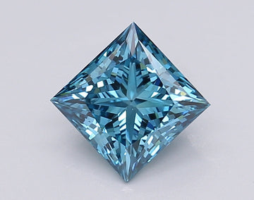 Great VS1 Clarity 1.56 CT Princess Shape Fancy Vivid Blue Color Moissanite Diamond For Her Ring