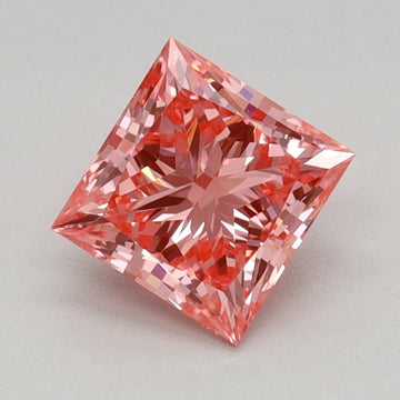 Trendy 0.73 CT Princess Shape Fancy Vivid Pink Color VVS2 Clarity Lab Grown Diamond For Same Sky