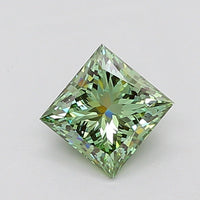 Sustainable Fancy Vivid Green Color VVS2 Clarity 1.25 CT Princess Shape Moissanite Diamond For Wedding Ring