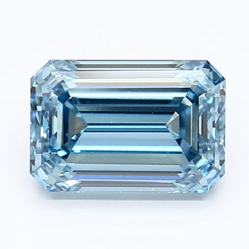 Dazzling Emerald Shape 2.01 CT Fancy Vivid Blue Color VVS2 Clarity Moissanite Diamond For her Ring
