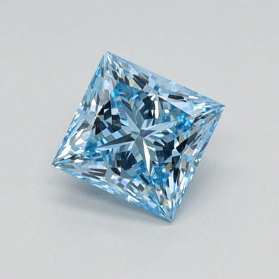 0.75 Ct Princess Cut Fancy Intense Blue Lab Grown Diamond - VVS2 Clarity