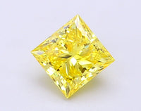 Bright Princess Shape 1.10 CT VVS2 Clarity Fancy Vivid Yellow Color Lab grown Diamond For Special one Ring
