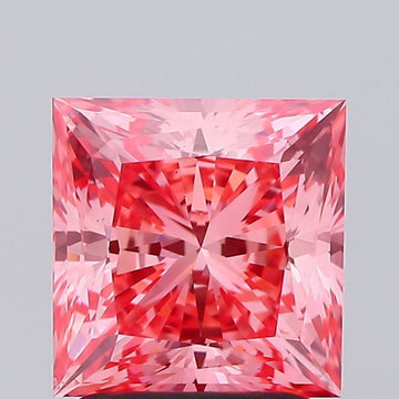 Shiny 1.53 CT VS2 Clarity Princess Shape Fancy Vivid Pink Color Lab grown Diamond For Gift Ring
