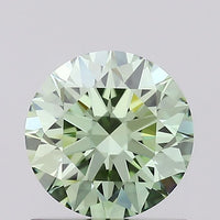 Elegant choice 0.92 CT Round Shape Fancy Vivid Green Color VS1 Clarity Lab Grown Diamond For Faint Echo