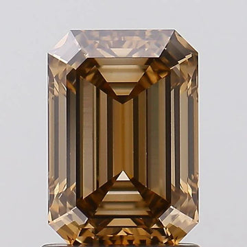 Brilliant 1.54 CT Emerald Shape Fancy Brown Color VVS2 Clarity Moissanite Diamond For Surprise Ring