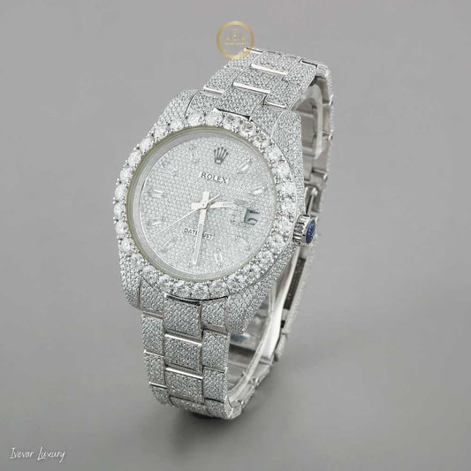 Full Iced Out Baguette Dial Watch - IVEVAR Moissanite Diamond Luxury Men's Jewelry