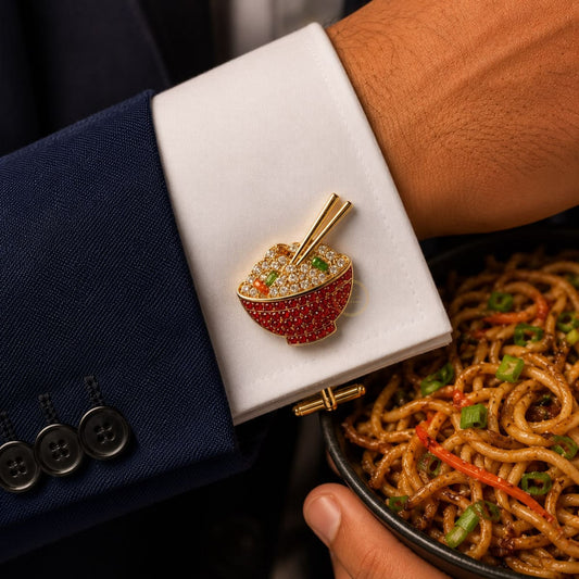 Food Inspired Cufflink Collection – Pizza, Burger, Hot Dog, Bacon, Wine & Noodle Bowl - view 3