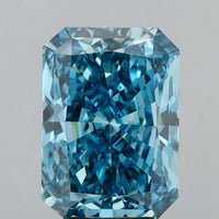Fine Of 4.08 CT Emerald Shape Fancy Vivid Blue Color VS2 Clarity Moissanite Diamond For Only Us