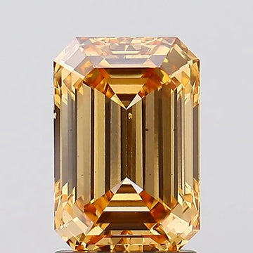 Dazzling 2.05 CT Emerald Shape Fancy Intense Orange Color VS2 Clarity Moissanite Diamond For Gift Ring