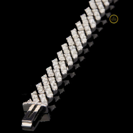 Baguette Cut Moissanite Cuban Link Bracelet - view 3
