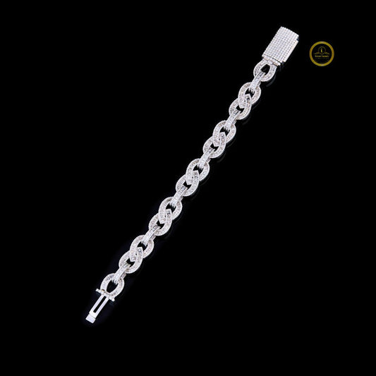 Moissanite Oval Cuban Link Bracelet - view 2