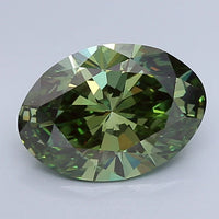Brilliant Of 3.81 CT Oval Shape Fancy Vivid Green Color VS2 Clarity Moissanite Diamond For Wide Blue