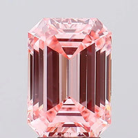 Premium Of 3.10 CT Emerald Shape Fancy Vivid Pink Color VS2 Clarity Moissanite Diamond For Late July