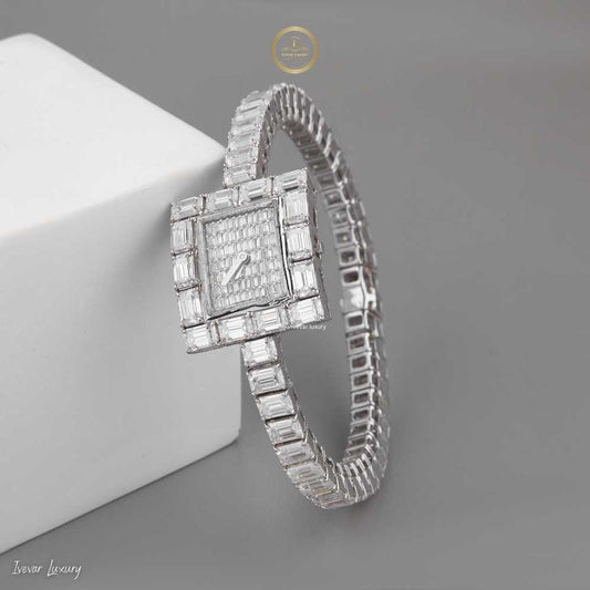 Ivevar's Diamond Elegance  Custom Moissanite Watch for Discerning Women