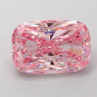 Her 5.02 CT Cushion Shape Fancy Vivid Pink Color VS2 Clarity Lab Grown Diamond For Low Fire