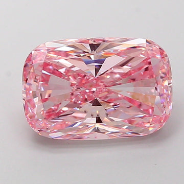 Her 5.02 CT Cushion Shape Fancy Vivid Pink Color VS2 Clarity Lab Grown Diamond For Low Fire