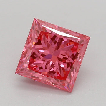 High Quality 1.07 CT Princess Shape Fancy Vivid Pink Color SI1 Clarity Moissanite Diamond For Cocktail Ring