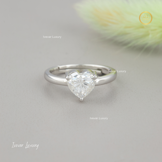 Unique 925 Silver Moissanite Diamond Wedding Ring by Ivevar