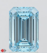Luxurious Fancy Vivid Blue Color VS2 Clarity 2.51 CT Emerald Shape Moissanite Diamond For Cocktail Ring