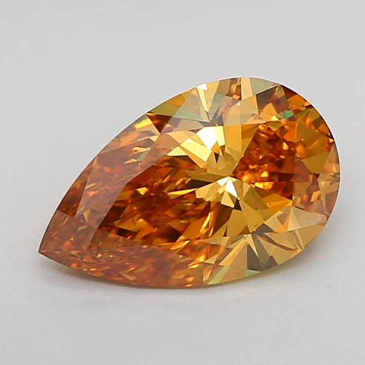 Fantastic 1.15 CT Pear Shape Fancy Intense Brownish Yellow Color VS1 Clarity Moissanite Diamond For Bright Wind