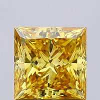 Trendy 1.53 CT Princess Shape Fancy Vivid Yellow Color VS1 Clarity Moissanite Diamond For Gift Ring