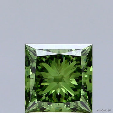 Dazzling Princess Shape Fancy Vivid Green Color 1.51 CT VS1 Clarity Lab grown Diamond For Cocktail Ring