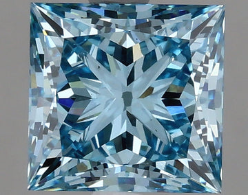 Unique Fancy Vivid Blue Color VS1 Clarity 1.96 CT Princess Shape Moissanite Diamond For Anniversary Ring