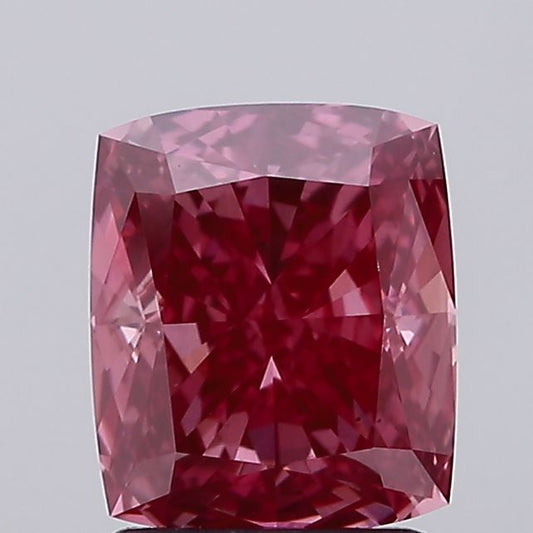 Classic 2.05 CT Cushion Shape Fancy Vivid Pink Color VS2 Clarity Lab Grown Diamond For Held Breath