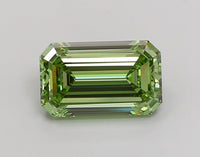 Custom Luxury VS2 Clarity 2.58 CT Emerald Shape Fancy Vivid Green Color Moissanite Diamond For her Ring