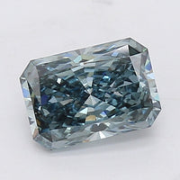 Affordable Fancy Vivid Greenish Blue Color VS2 Clarity 1.52 CT Radiant Shape Moissanite Diamond For Custom Ring