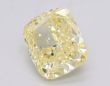 Elegant 2.10 CT Cushion Shape Fancy Intense Yellow Color VS2 Clarity Lab Grown Diamond For Slow Glow