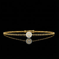 0.75 TCW Elegant Single Chain Bracelet with Radiant Halo Set Round Moissanite Diamond Centerpiece By Ivevar