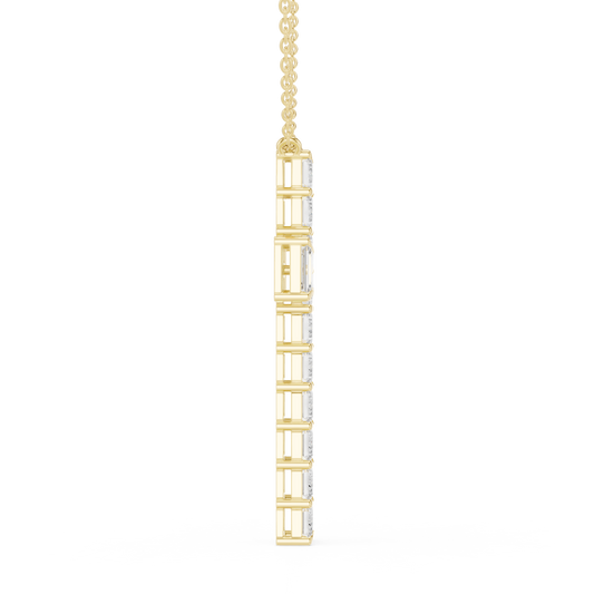 Baguette Cross Pendant Fine Cable Chain Necklace - view 4