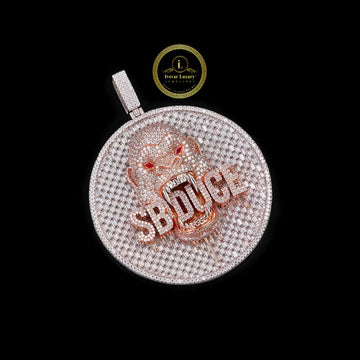 Custom VVS Lab Diamond Gorilla "SBDUCE" Medallion Pendant in 14K Rose Gold Finish By Ivevar