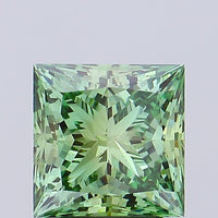Hot Selling 3.02 CT Princess Shape Fancy Vivid Green Color VS2 Clarity Moissanite Diamond For Birthday Ring