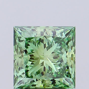 Hot Selling 3.02 CT Princess Shape Fancy Vivid Green Color VS2 Clarity Moissanite Diamond For Birthday Ring