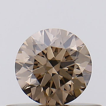Stunning 0.38 CT Round Shape Fancy Light Brown Color VVS1 Clarity Lab Grown Diamond For Calm Steps