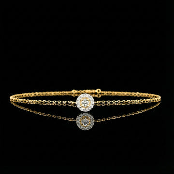 0.75 TCW Elegant Single Chain Bracelet with Radiant Halo Set Round Lab Grown Diamond Centerpiece By Ivevar