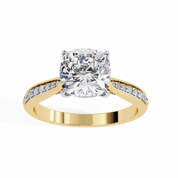 Four Prong Cushion Cut Moissanite Engagement Ring - view 2