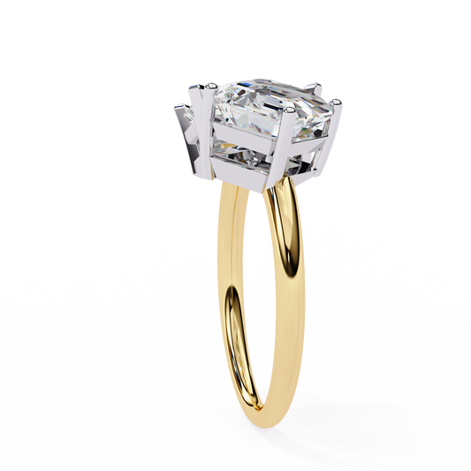 2.40 CT Feminine Toi Moi Radiant & Emerald Cut Moissanite Diamond Ring High Quality Design