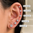 Asscher cut stud earring size guide