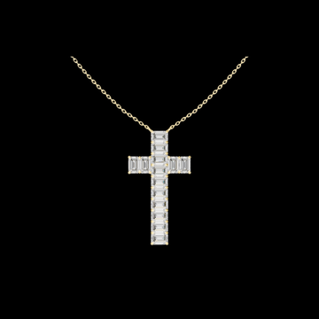 7.00 TCW Lxurious Modern Christian Cross Emerald Cut Moissanite Diamond Pendant Luxury Jewelry