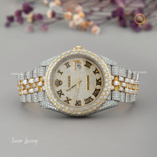 Baguette Moissanite Diamond Two-Tone Watch by Ivevar