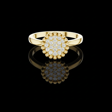 0.35 TCW Dainty Round Moissanite Diamond Cluster with Beaded Halo Minimalist Promise Ring for Women