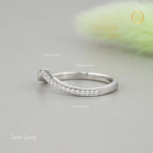 Pure Silver Diamond Ring with Natural Stone by Ivevar