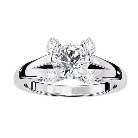 Solitaire Round Cut Moissanite Engagement Ring For Women - view 4