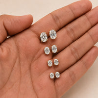 Lab Oval Cut Diamond Solitaire Setting Stud Earring